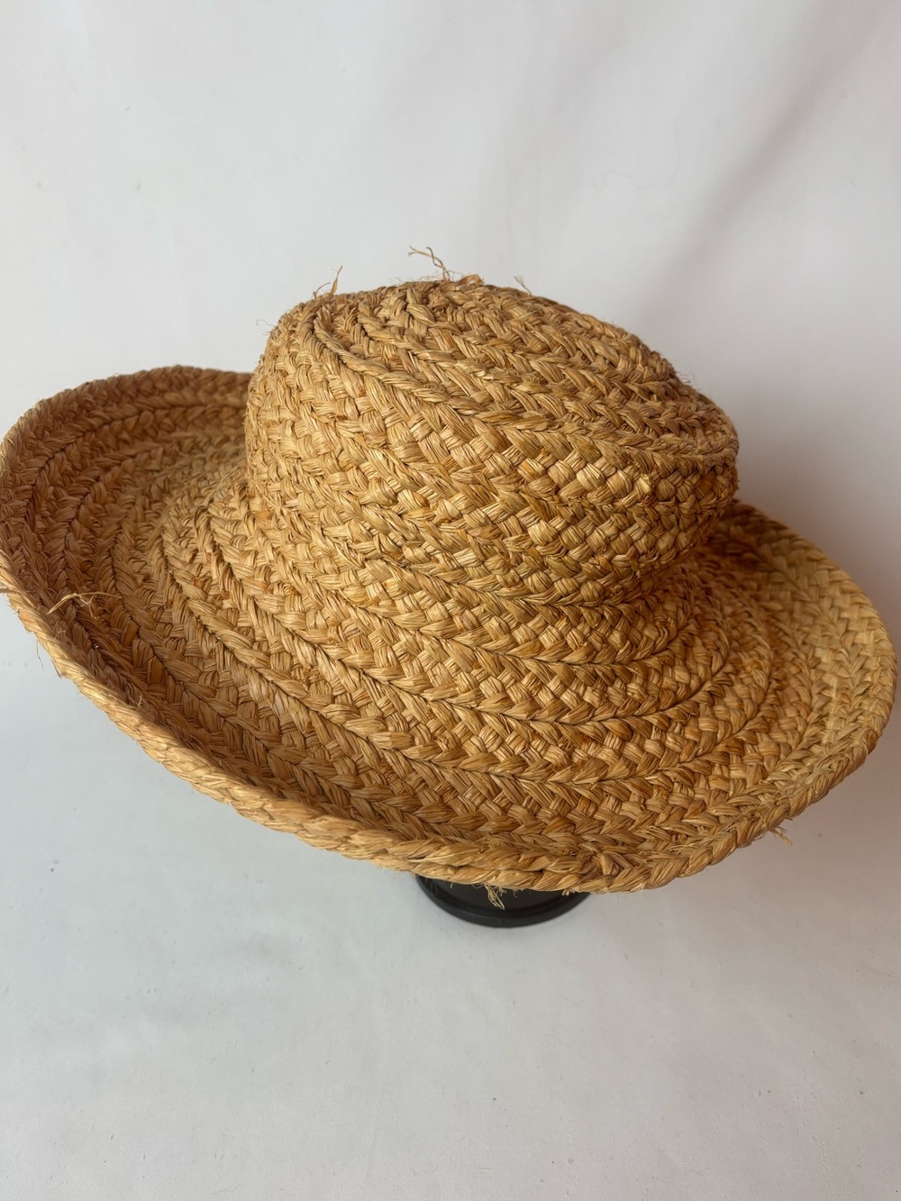 Helen Kaminski Braided Raffia Sun Hat  Beige Natural Kettle Brim Preppy Summery - Picture 3 of 5
